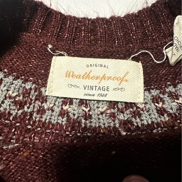 Weatherproof Maroon and Gray Patterned Sweater - Picture 5 of 5